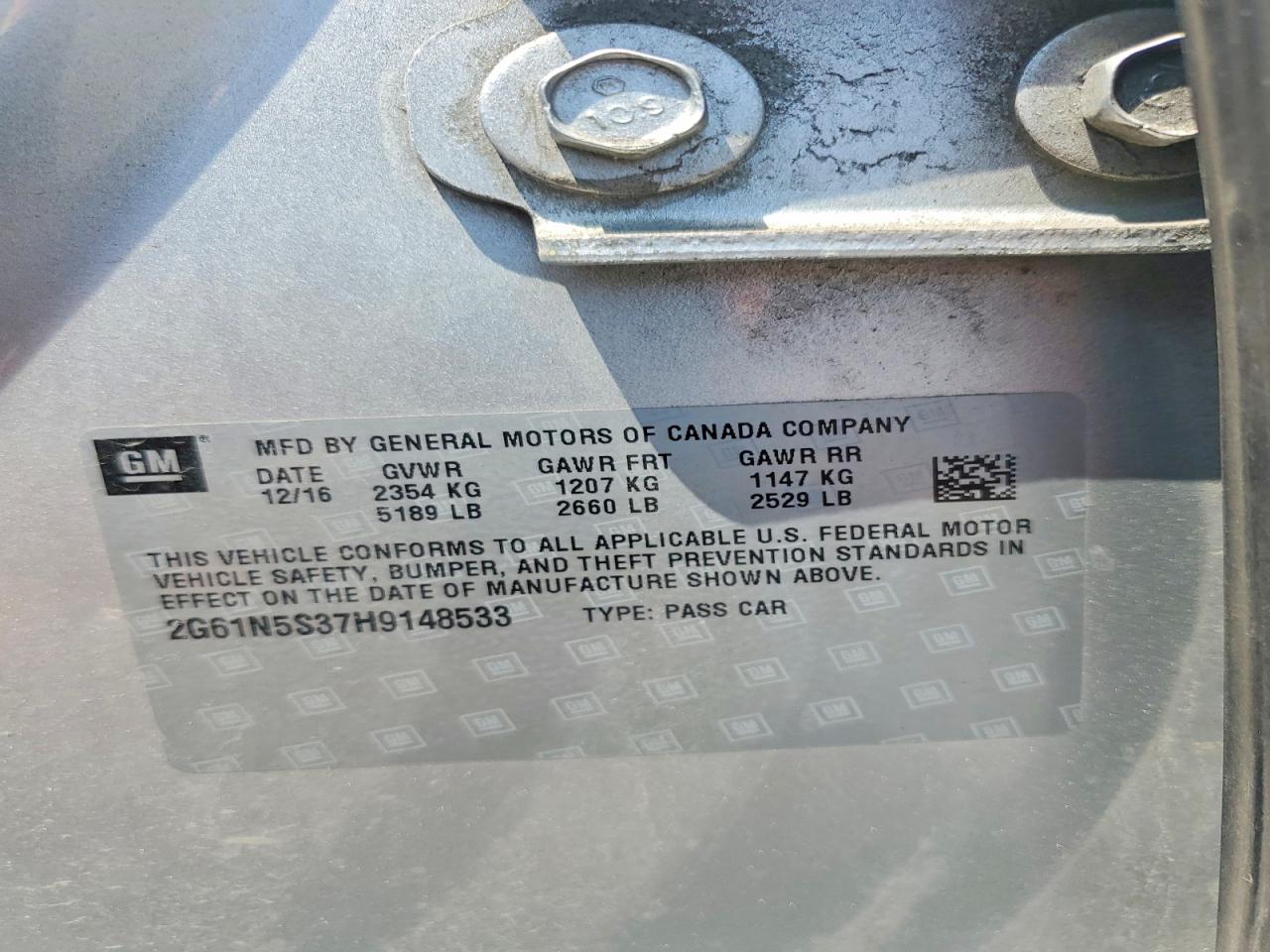 2G61N5S37H9148533 · 2017 CADILLAC XTS · 12/12