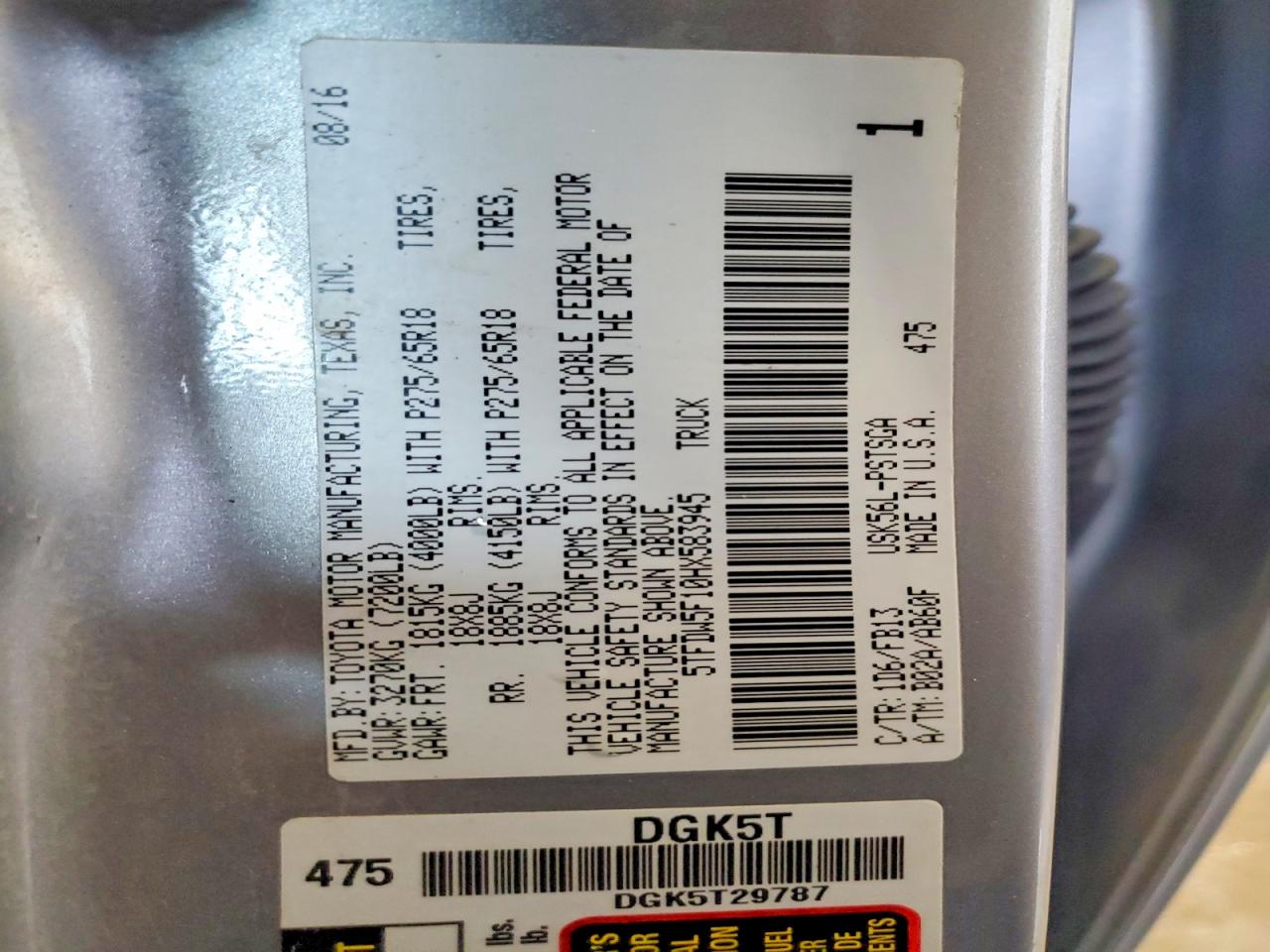 5TFDW5F10HX583945 · 2017 TOYOTA TUNDRA · 12/12