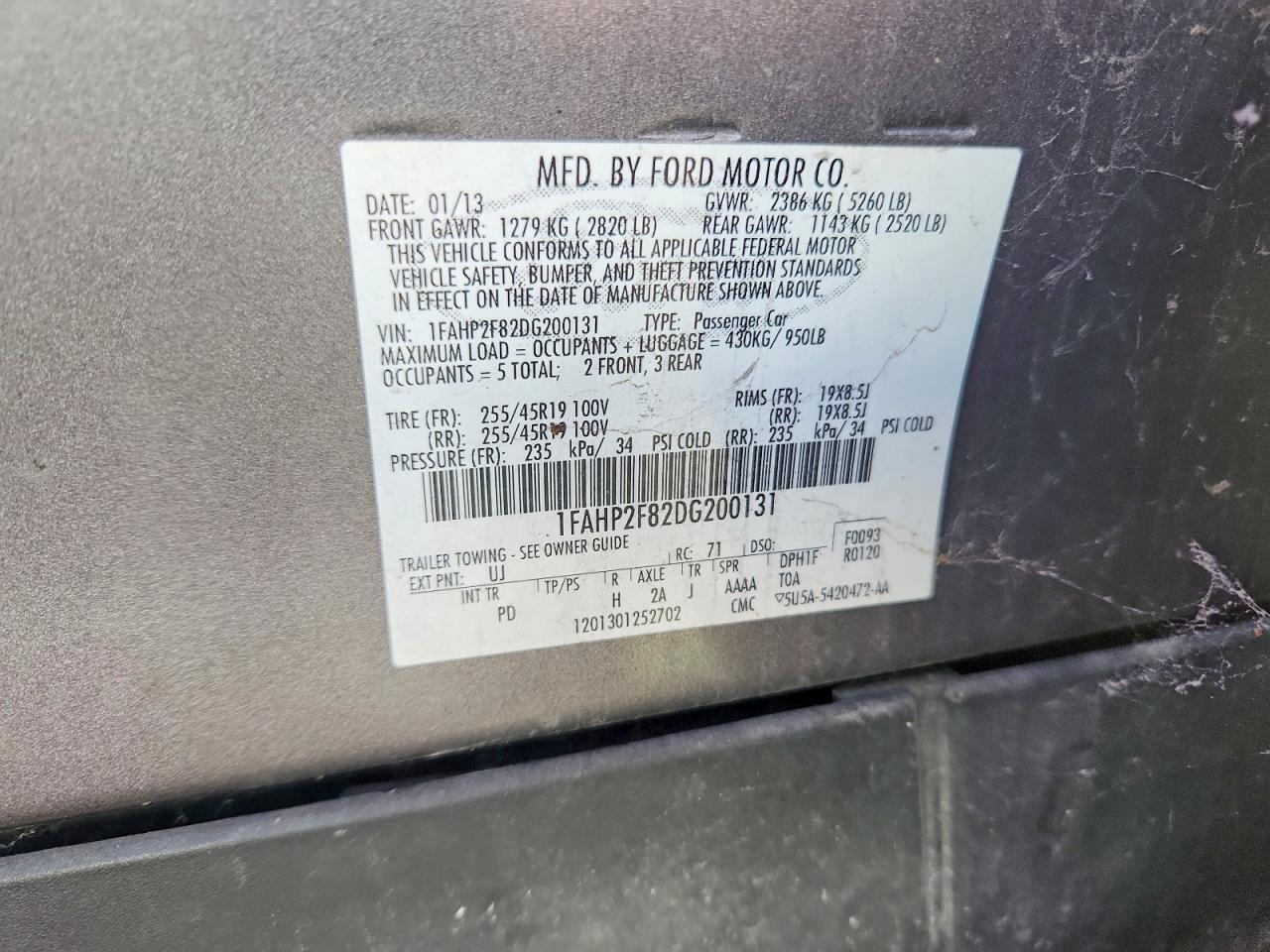 1FAHP2F82DG200131 · 2013 FORD TAURUS · 12/12