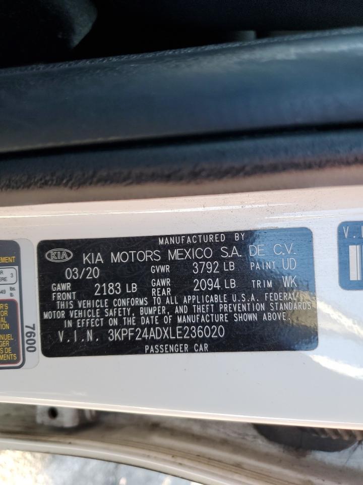 3KPF24ADXLE236020 · 2020 KIA FORTE · 12/12