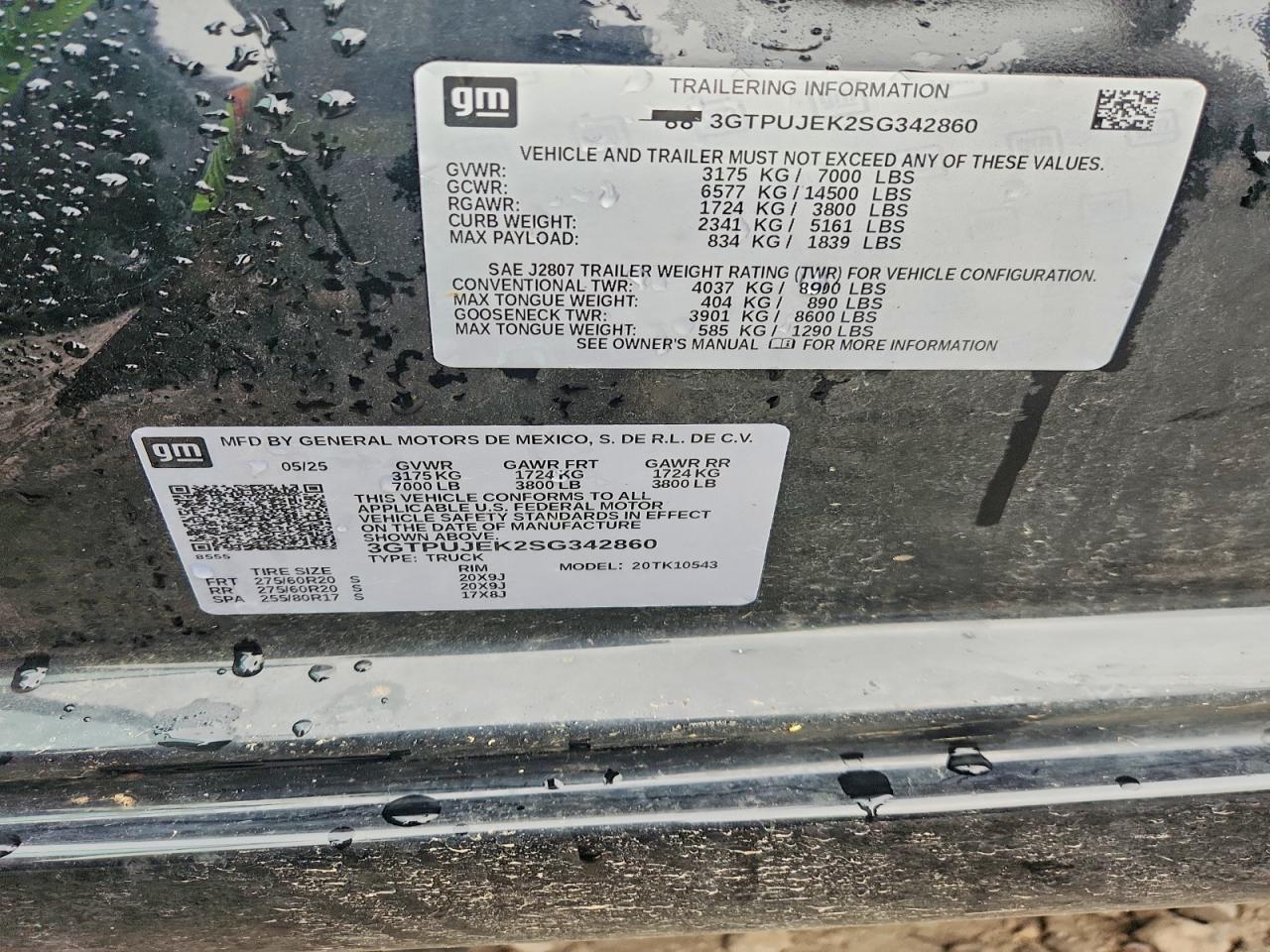 3GTPUJEK2SG342860 · 2025 GMC SIERRA · 12/12