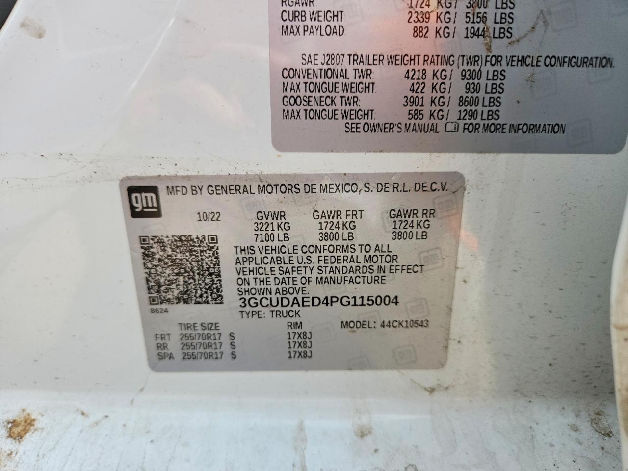 3GCUDAED4PG115004 · 2023 CHEVROLET SILVERADO · 12/12