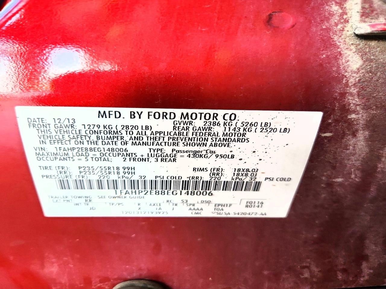 1FAHP2E88EG148006 · 2014 FORD TAURUS · 12/12