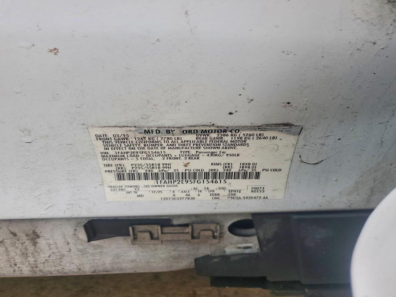1FAHP2E95FG154615 · 2015 FORD TAURUS · 12/12