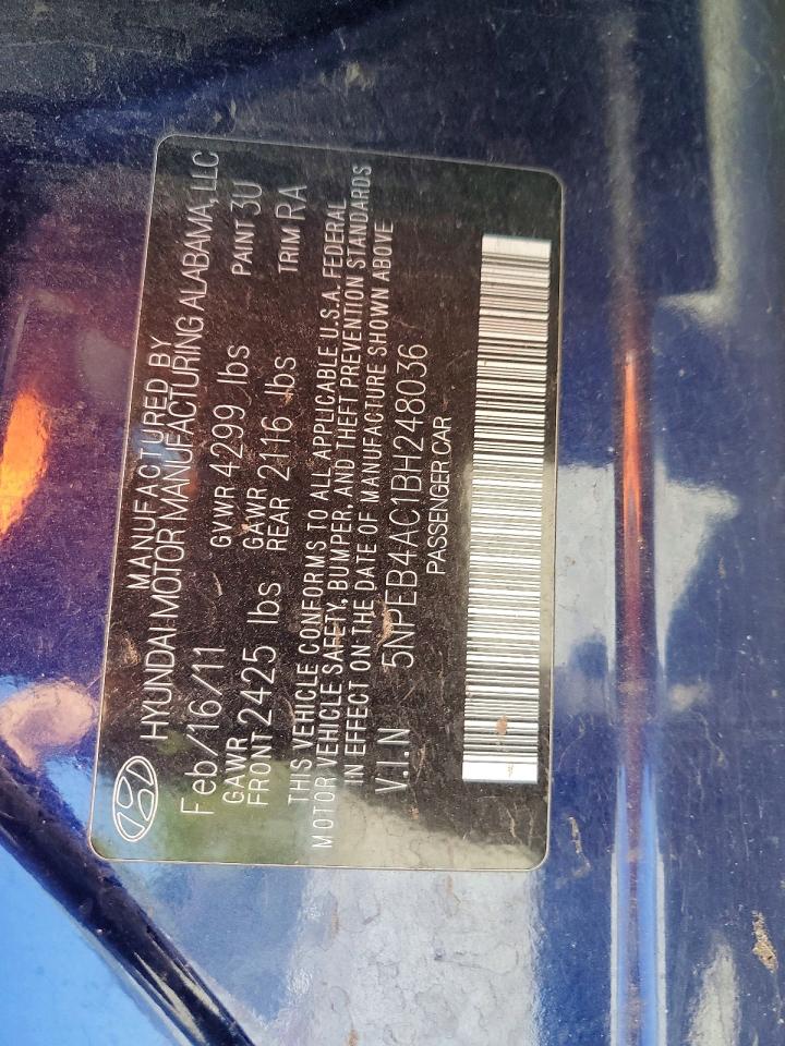 5NPEB4AC1BH248036 · 2011 HYUNDAI SONATA · 12/12
