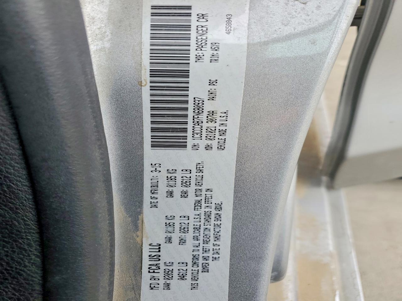 1C3CCCAB7FN680937 · 2015 CHRYSLER 200 · 12/12