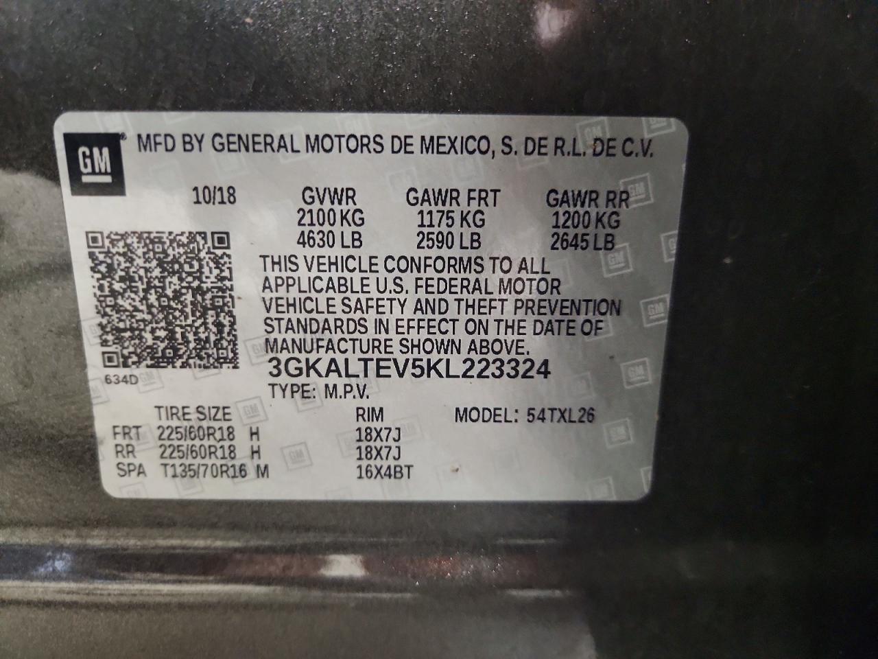 3GKALTEV5KL223324 · 2019 GMC TERRAIN · 12/12