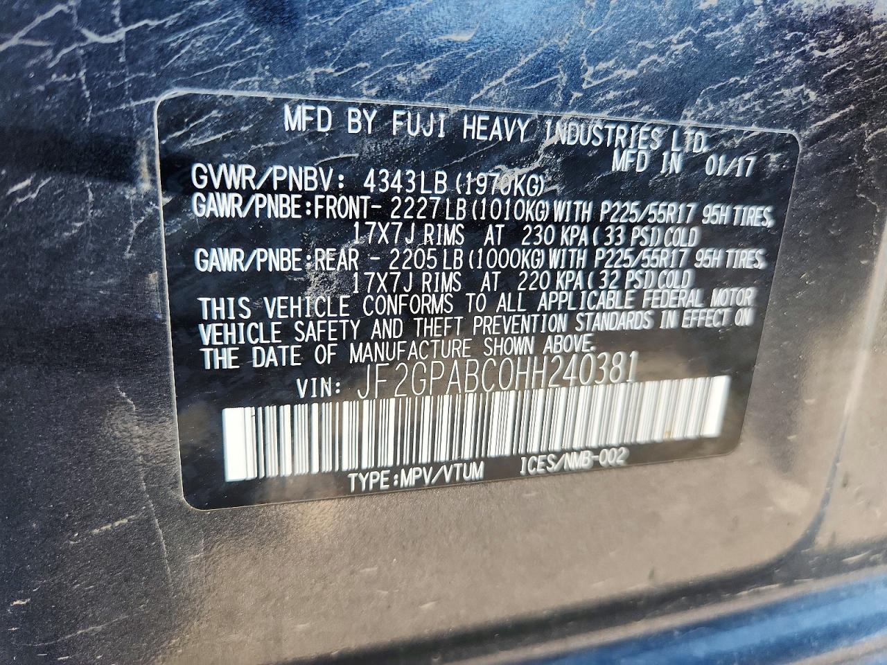 JF2GPABC0HH240381 · 2017 SUBARU CROSSTREK · 12/12