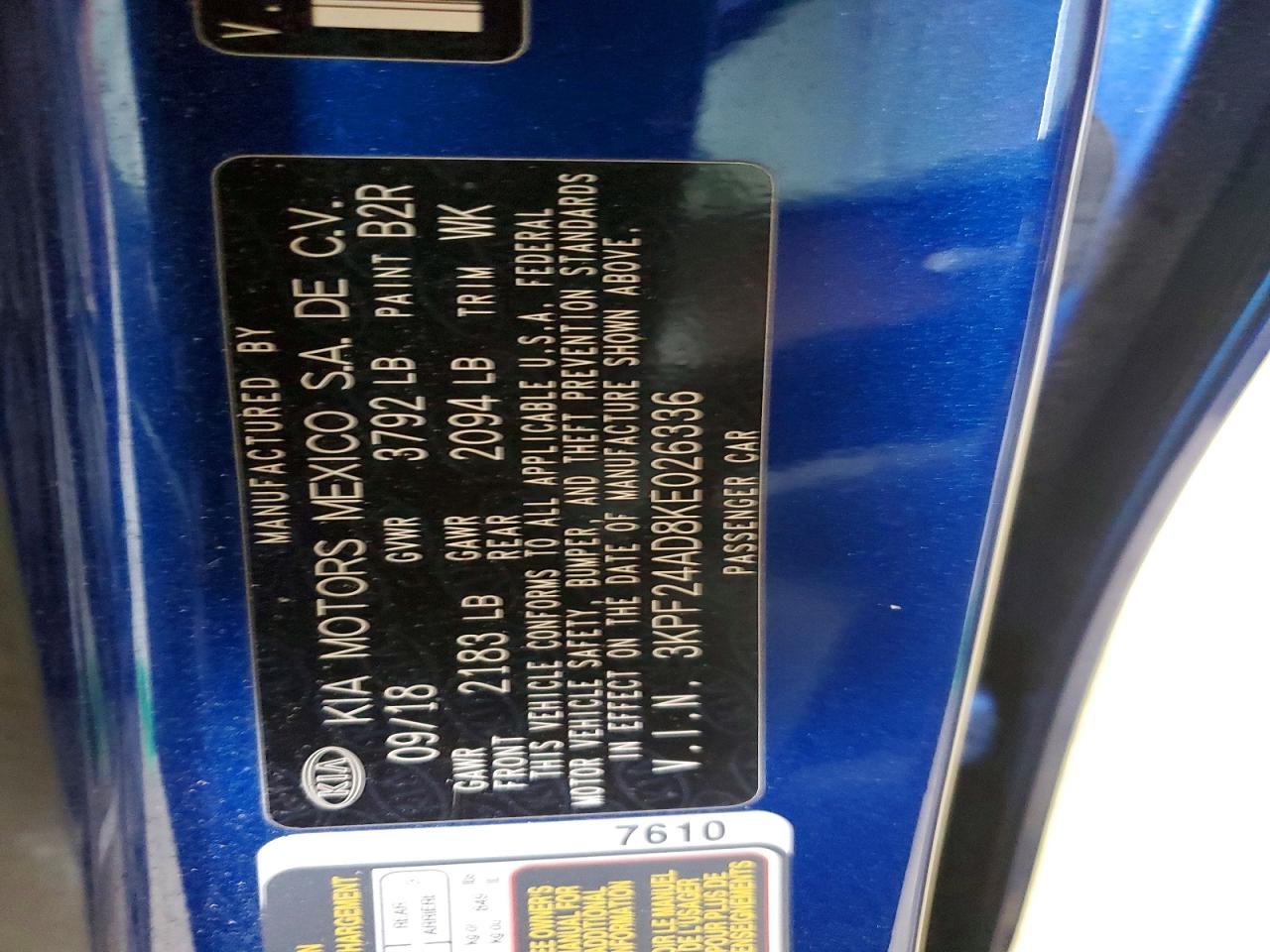 3KPF24AD8KE026336 · 2019 KIA FORTE · 12/12
