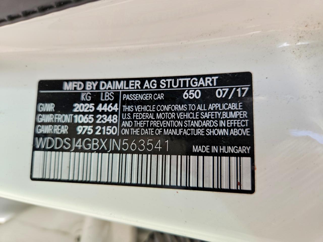 WDDSJ4GBXJN563541 · 2018 MERCEDES-BENZ CLA · 12/12