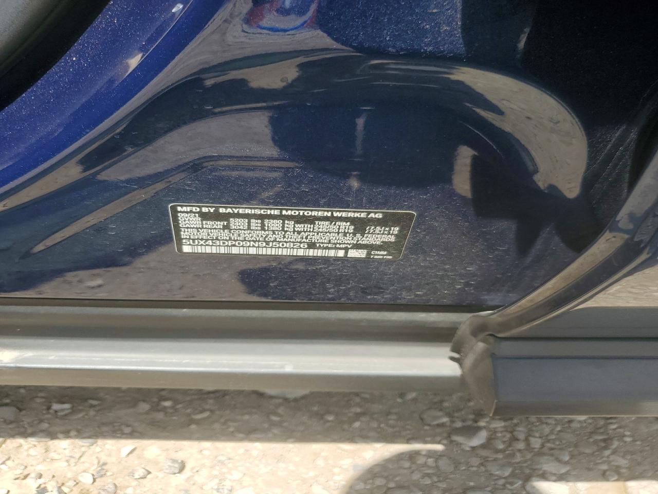 5UX43DP09N9J50826 · 2022 BMW X3 · 12/12