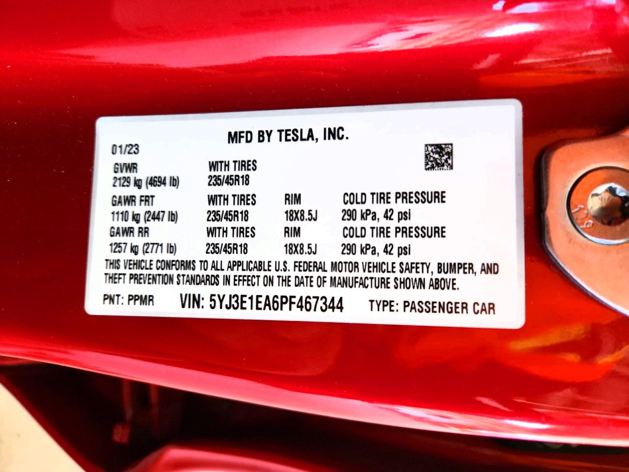 5YJ3E1EA6PF467344 · 2023 TESLA MODEL 3 · 12/12