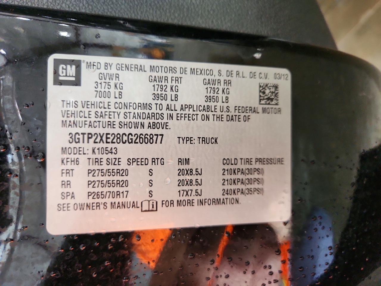 3GTP2XE28CG266877 · 2012 GMC SIERRA · 12/12