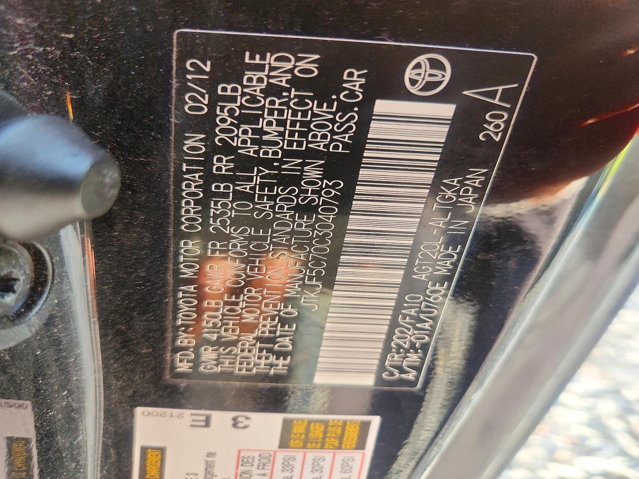 JTKJF5C70C3040793 · 2012 SCION TC · 12/12