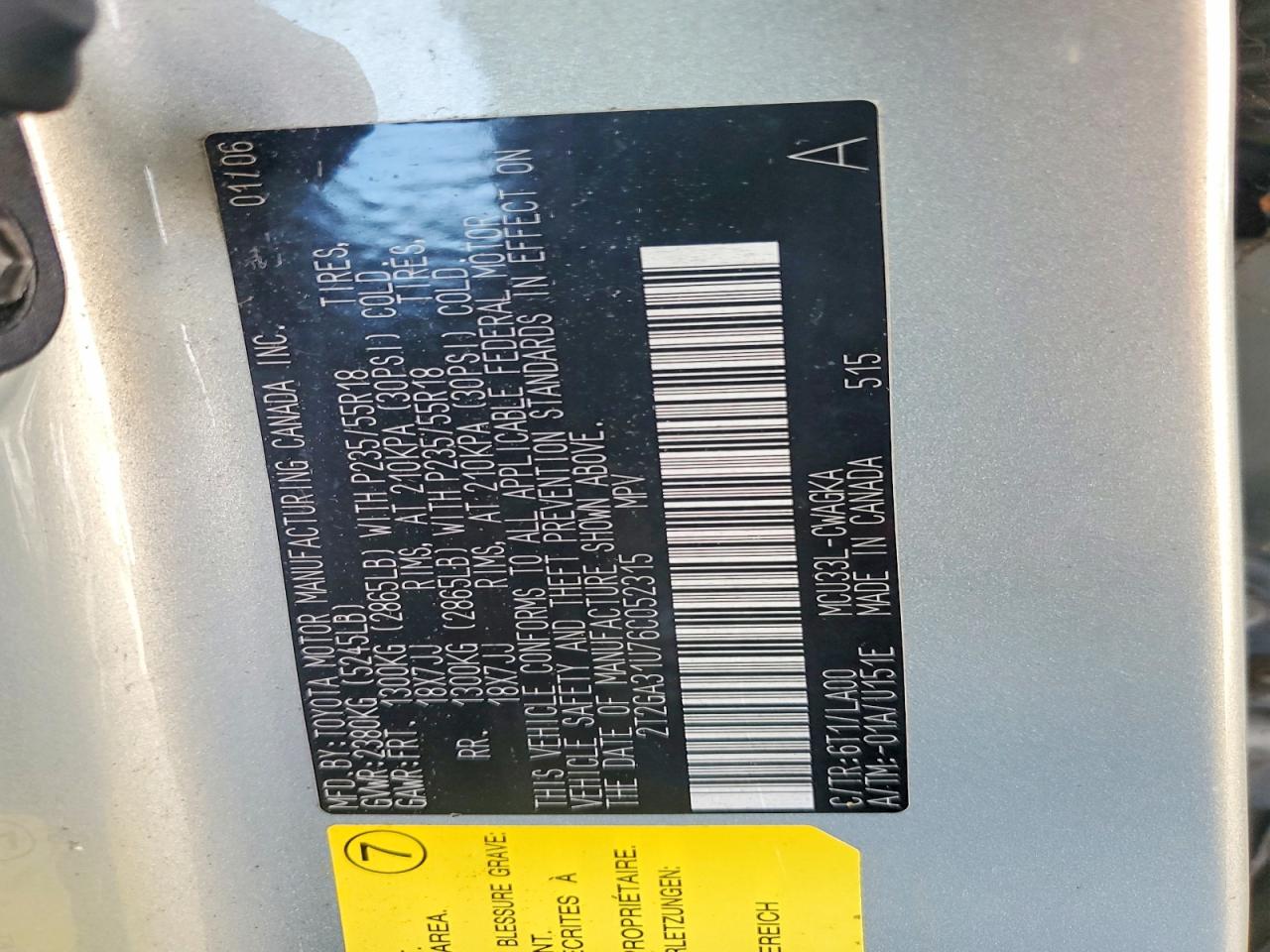 2T2GA31U76C052315 · 2006 LEXUS RX · 12/12