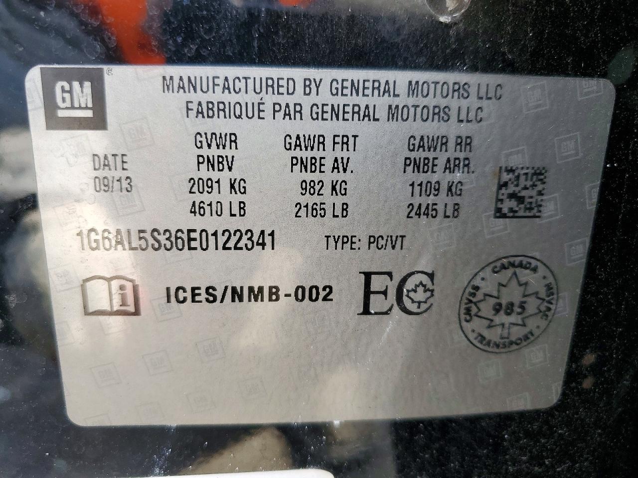 1G6AL5S36E0122341 · 2014 CADILLAC ATS · 12/12