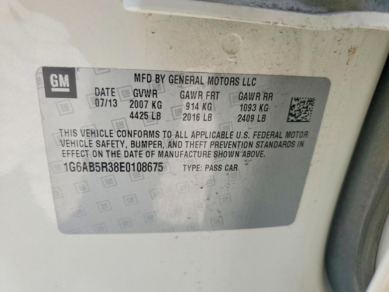 1G6AB5R38E0108675 · 2014 CADILLAC ATS · 12/12