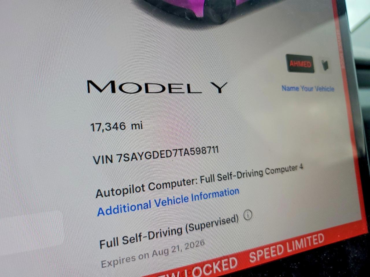 7SAYGDED7TA598711 · 2026 TESLA MODEL Y · 9/12