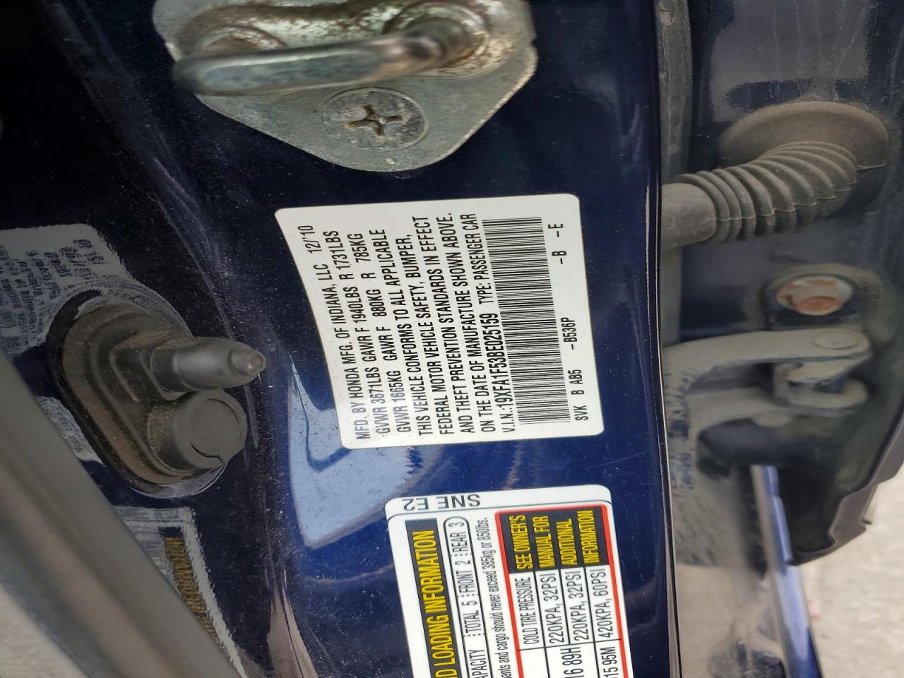 19XFA1F53BE025159 · 2011 HONDA CIVIC · 12/12