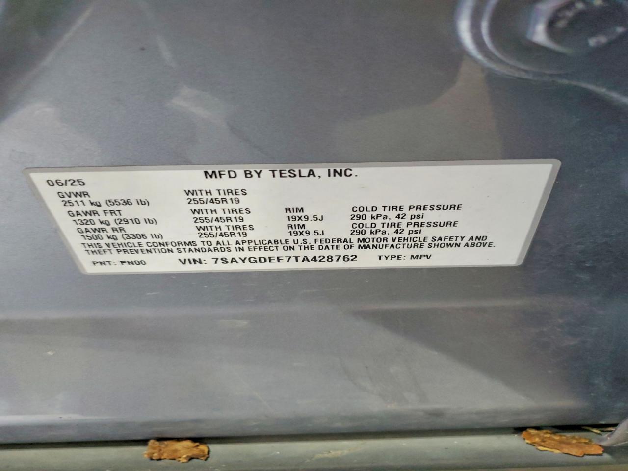 7SAYGDEE7TA428762 · 2026 TESLA MODEL Y · 12/12