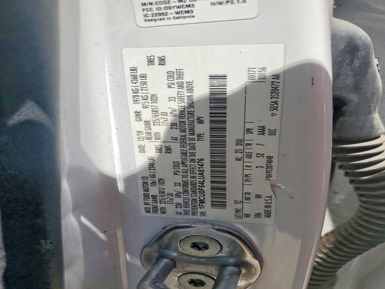 1FMCU0F64LUA81476 · 2020 FORD ESCAPE · 12/12