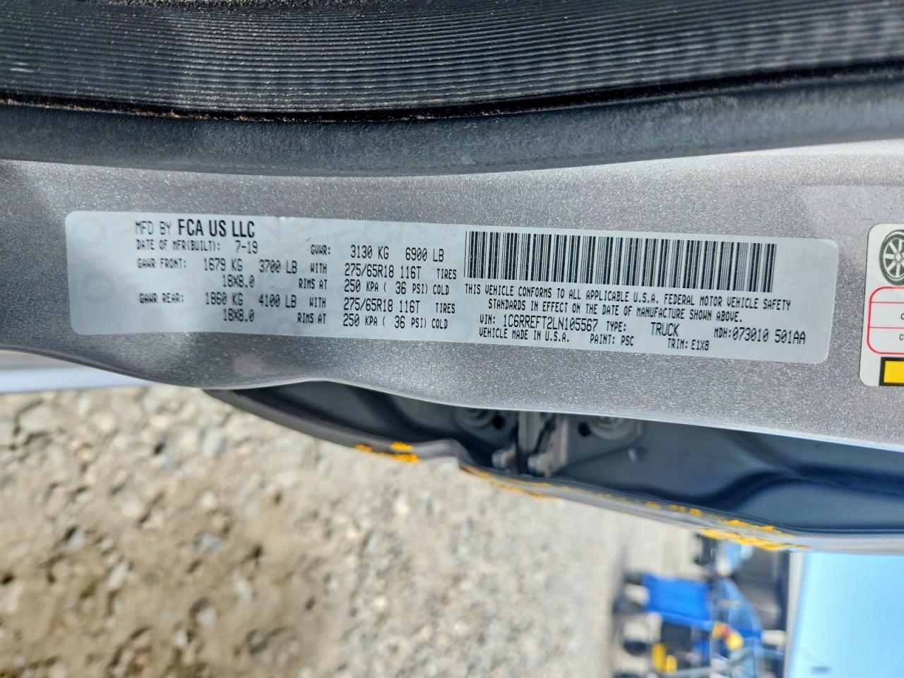 1C6RREFT2LN105567 · 2020 RAM 1500 · 12/12