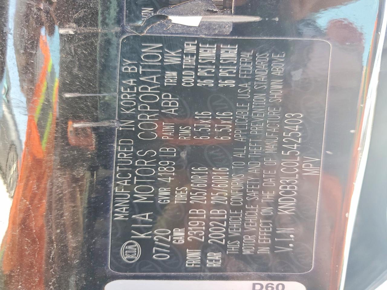 KNDCB3LC0L5425403 · 2020 KIA NIRO · 12/12