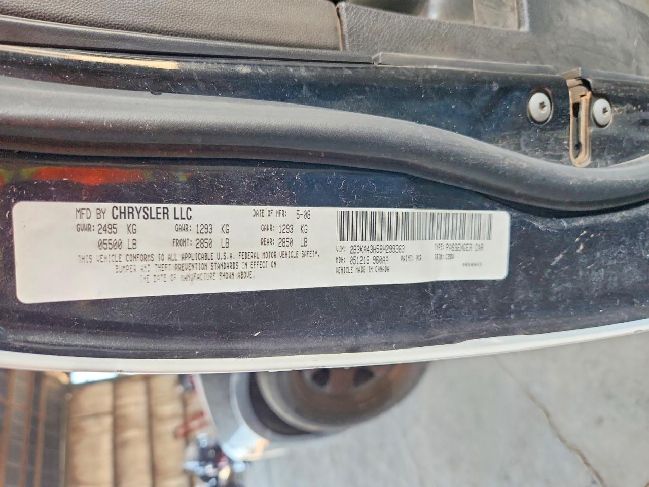 2B3KA43H58H299363 · 2008 DODGE CHARGER · 12/12