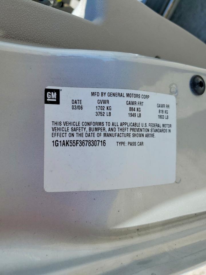 1G1AK55F367830716 · 2006 CHEVROLET COBALT · 12/12