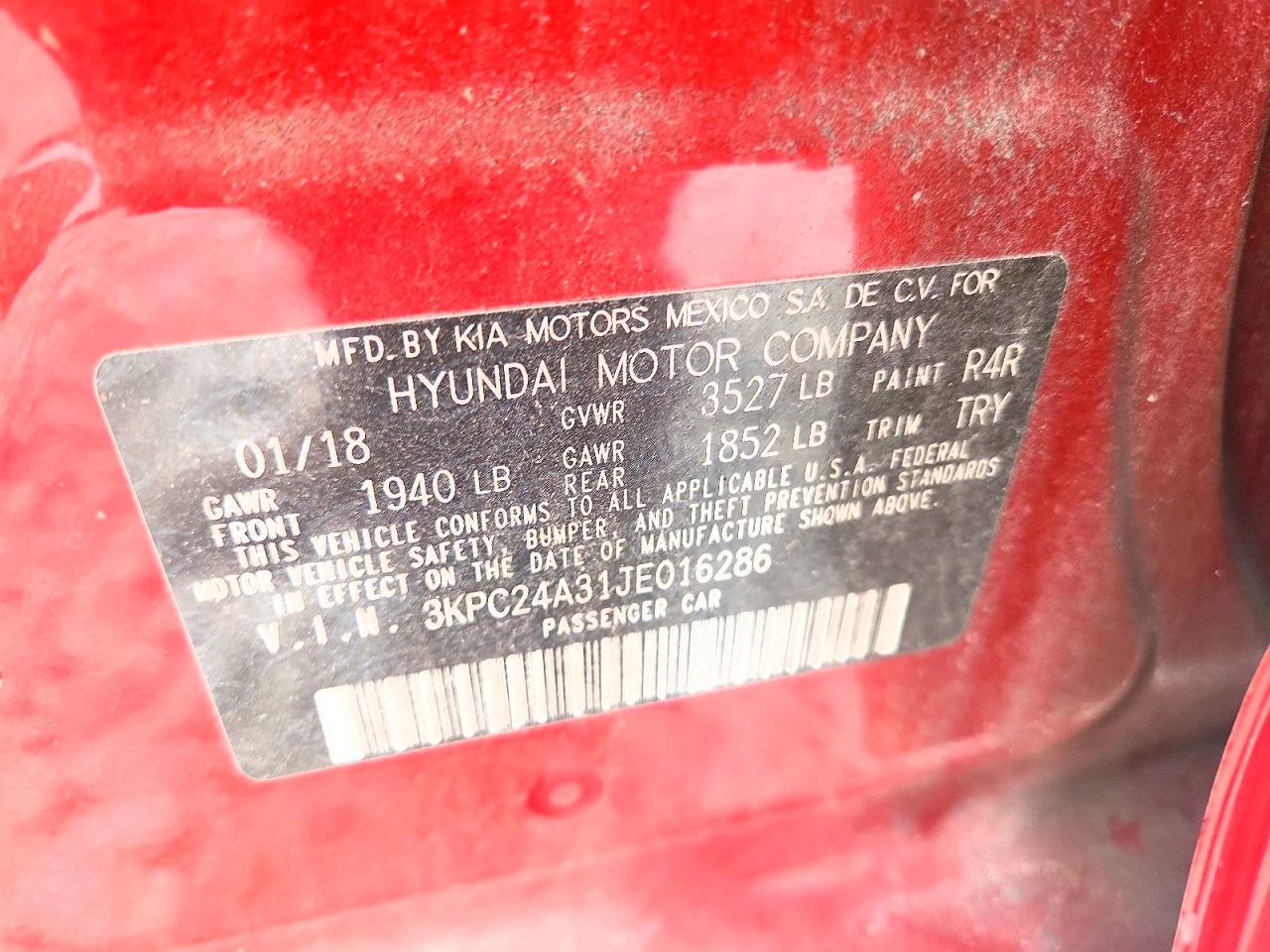 3KPC24A31JE016286 · 2018 HYUNDAI ACCENT · 12/12