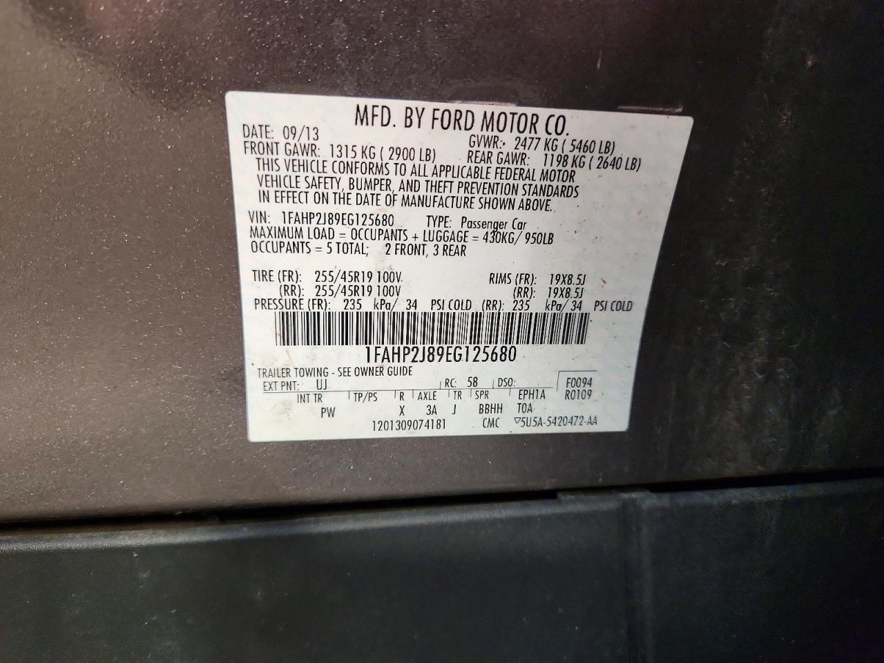 1FAHP2J89EG125680 · 2014 FORD TAURUS · 12/12