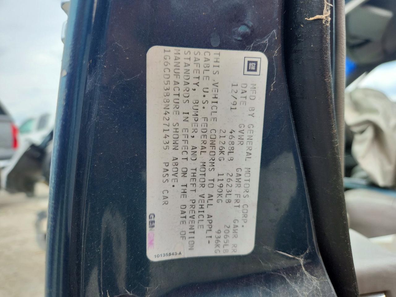 1G6CD53B8N4271435 · 1992 CADILLAC DEVILLE · 12/12