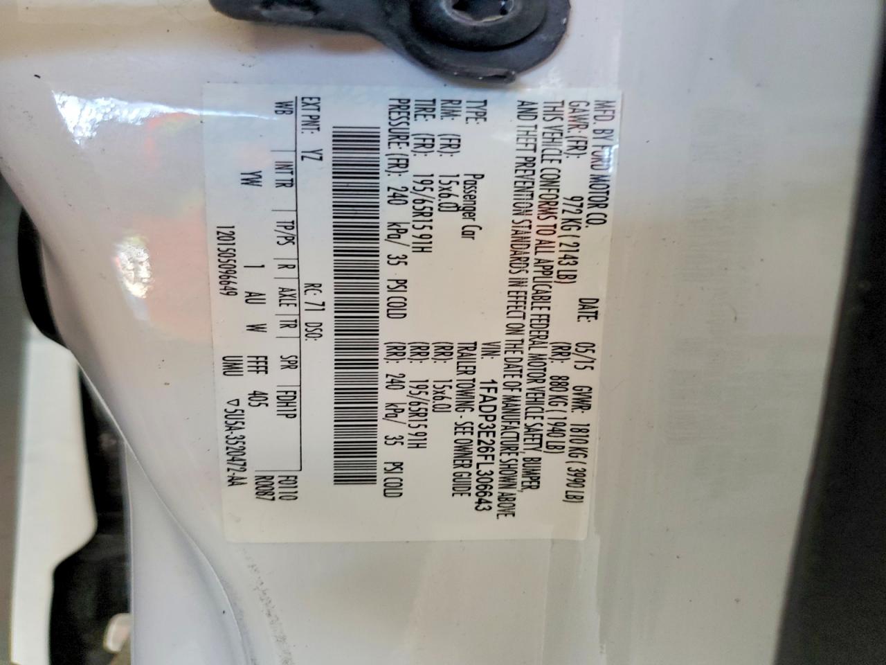 1FADP3E26FL306643 · 2015 FORD FOCUS · 12/12