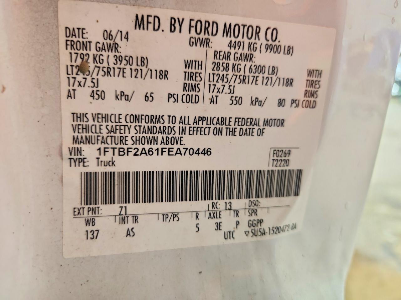 1FTBF2A61FEA70446 · 2015 FORD F250 · 12/12