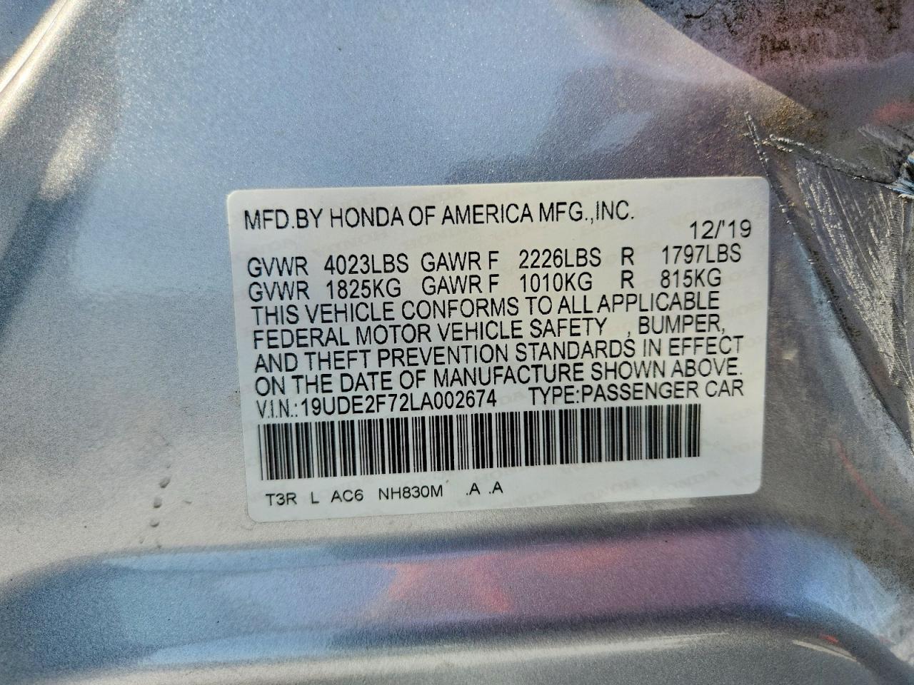 19UDE2F72LA002674 · 2020 ACURA ILX · 12/12