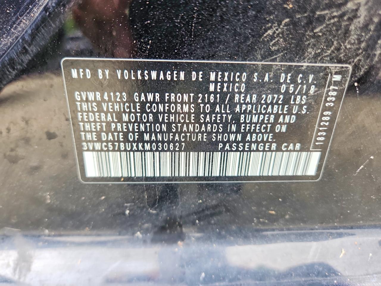 3VWC57BUXKM030627 · 2019 VOLKSWAGEN JETTA · 12/12