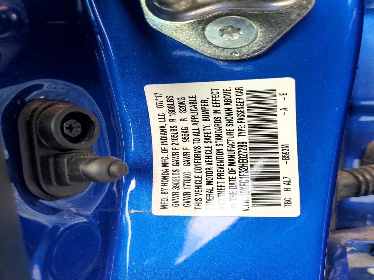 19XFC1F32HE027289 · 2017 HONDA CIVIC · 12/12