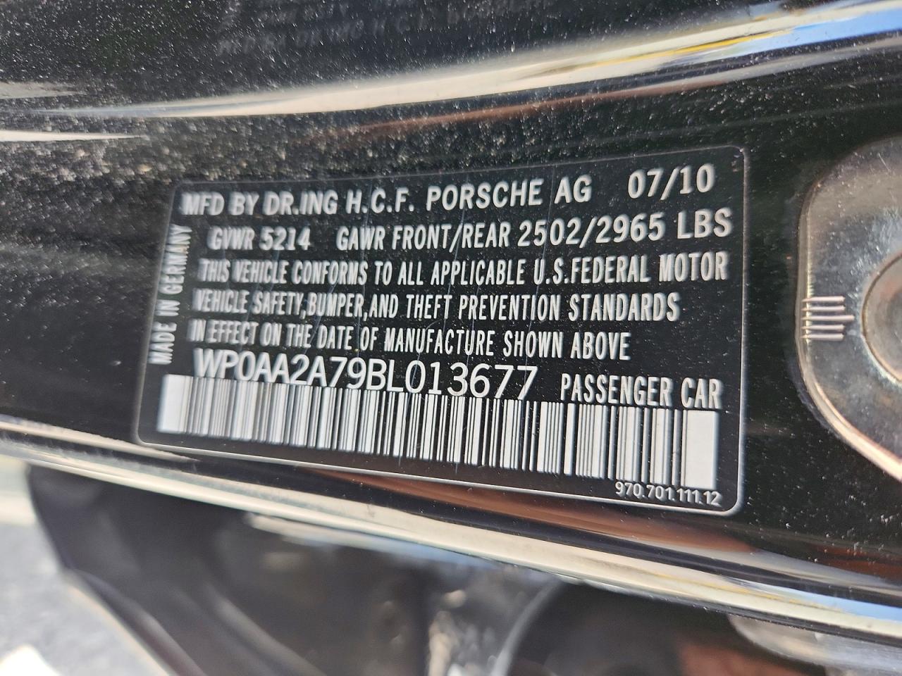 WP0AA2A79BL013677 · 2011 PORSCHE PANAMERA · 12/12