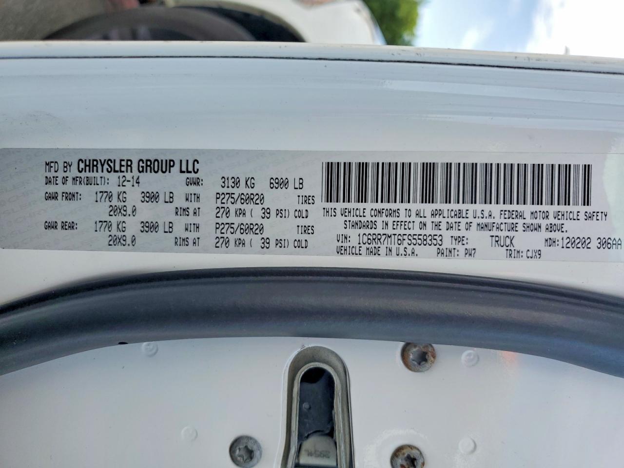 1C6RR7MT6FS558353 · 2015 RAM 1500 · 12/12