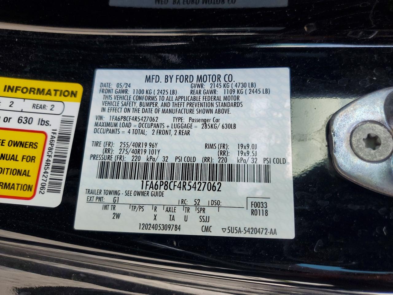 1FA6P8CF4R5427062 · 2024 FORD MUSTANG · 12/12