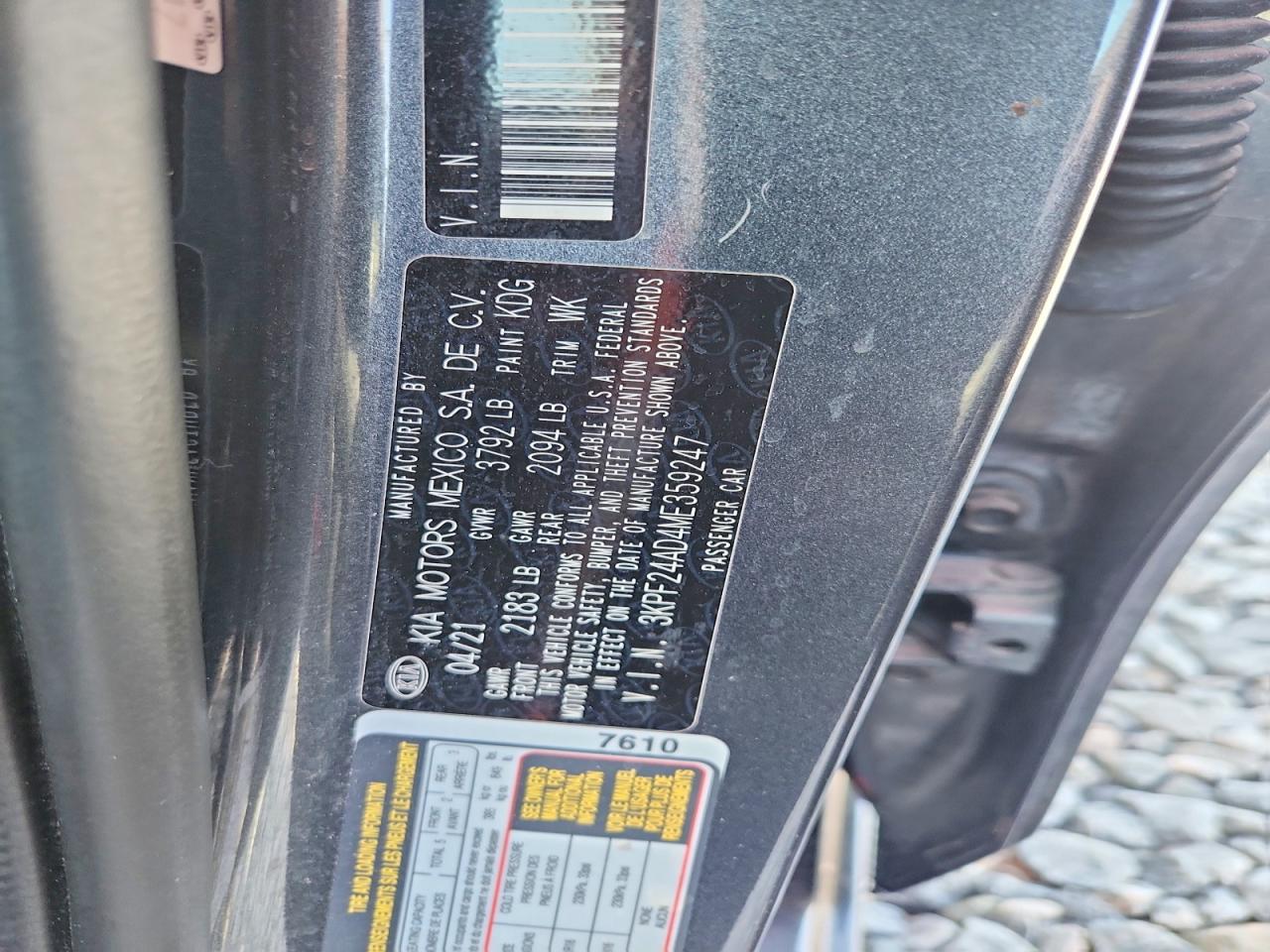 3KPF24AD4ME359247 · 2021 KIA FORTE · 12/12