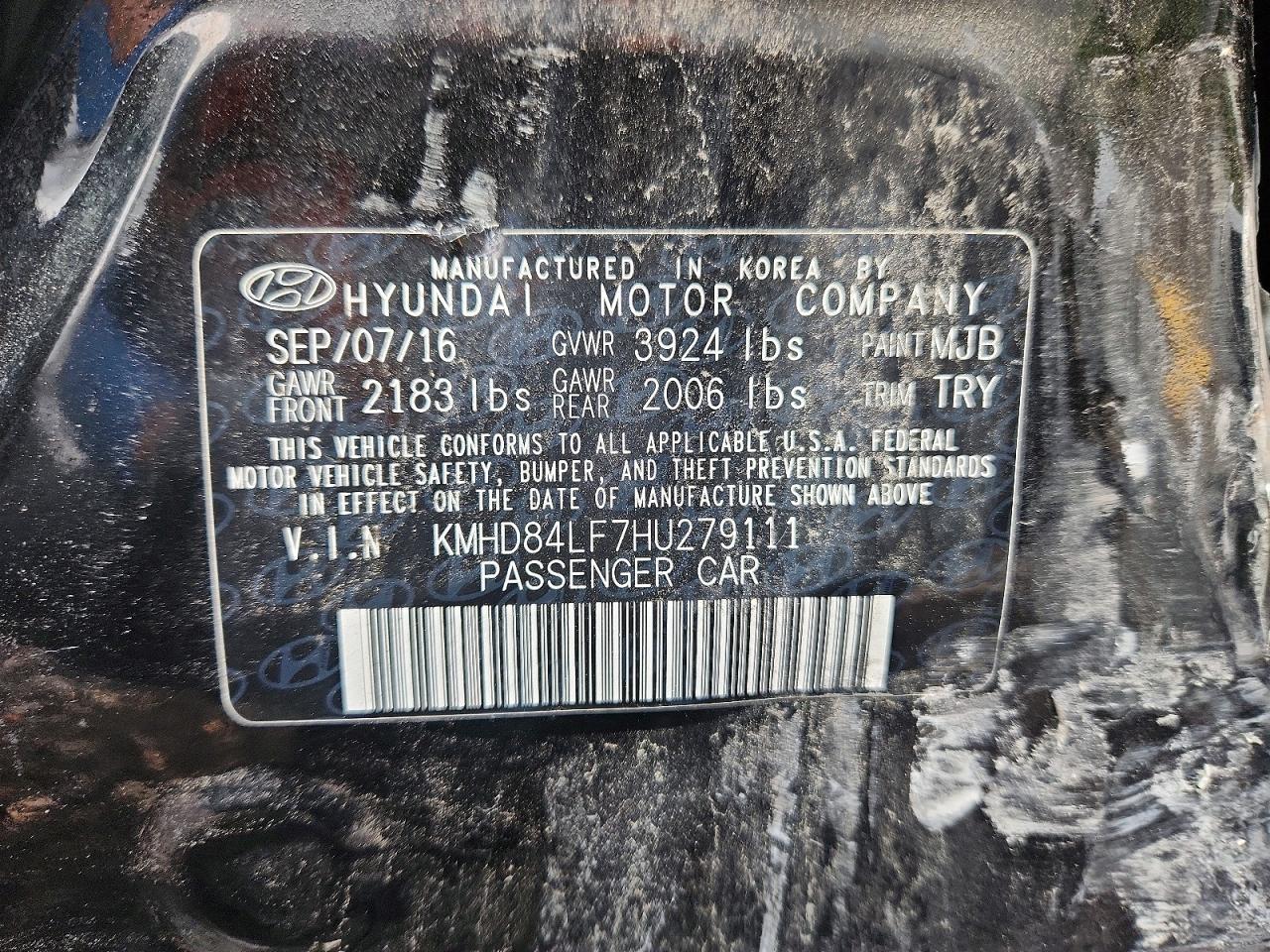 KMHD84LF7HU279111 · 2017 HYUNDAI ELANTRA · 12/12