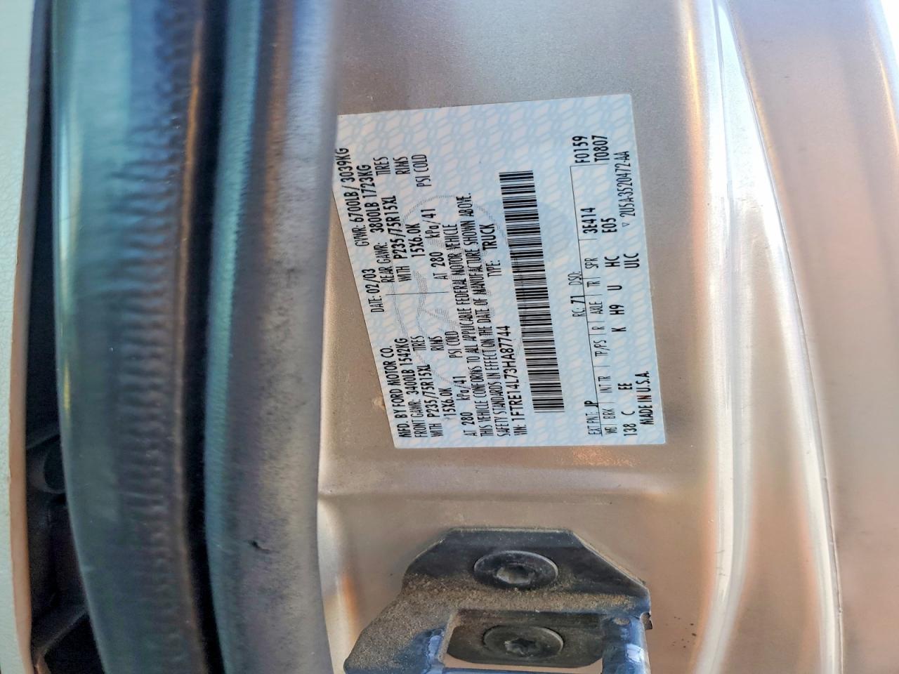 1FTRE14L73HA87744 · 2003 FORD ECONOLINE · 12/12
