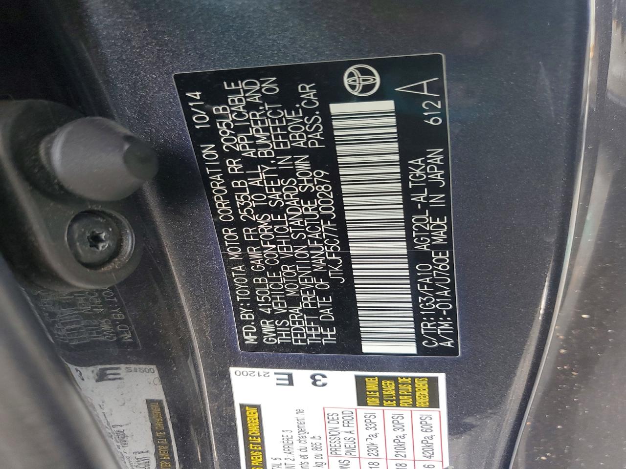 JTKJF5C77FJ002879 · 2015 SCION TC · 12/12