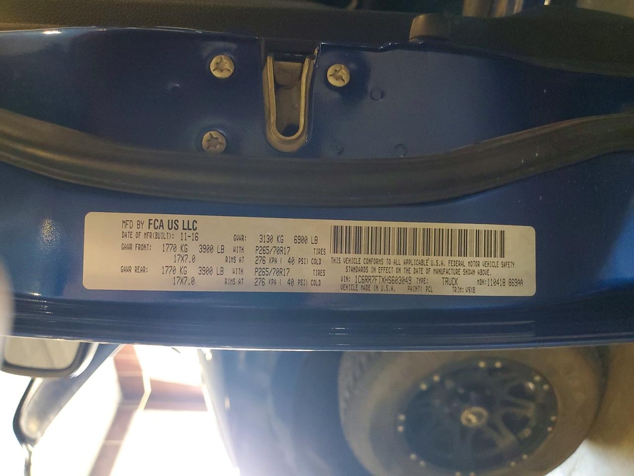 1C6RR7FTXHS603049 · 2017 RAM 1500 · 12/12