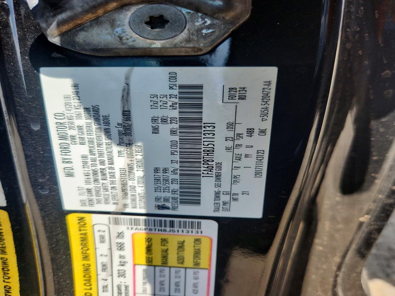 1FA6P8TH8J5113131 · 2018 FORD MUSTANG · 12/12
