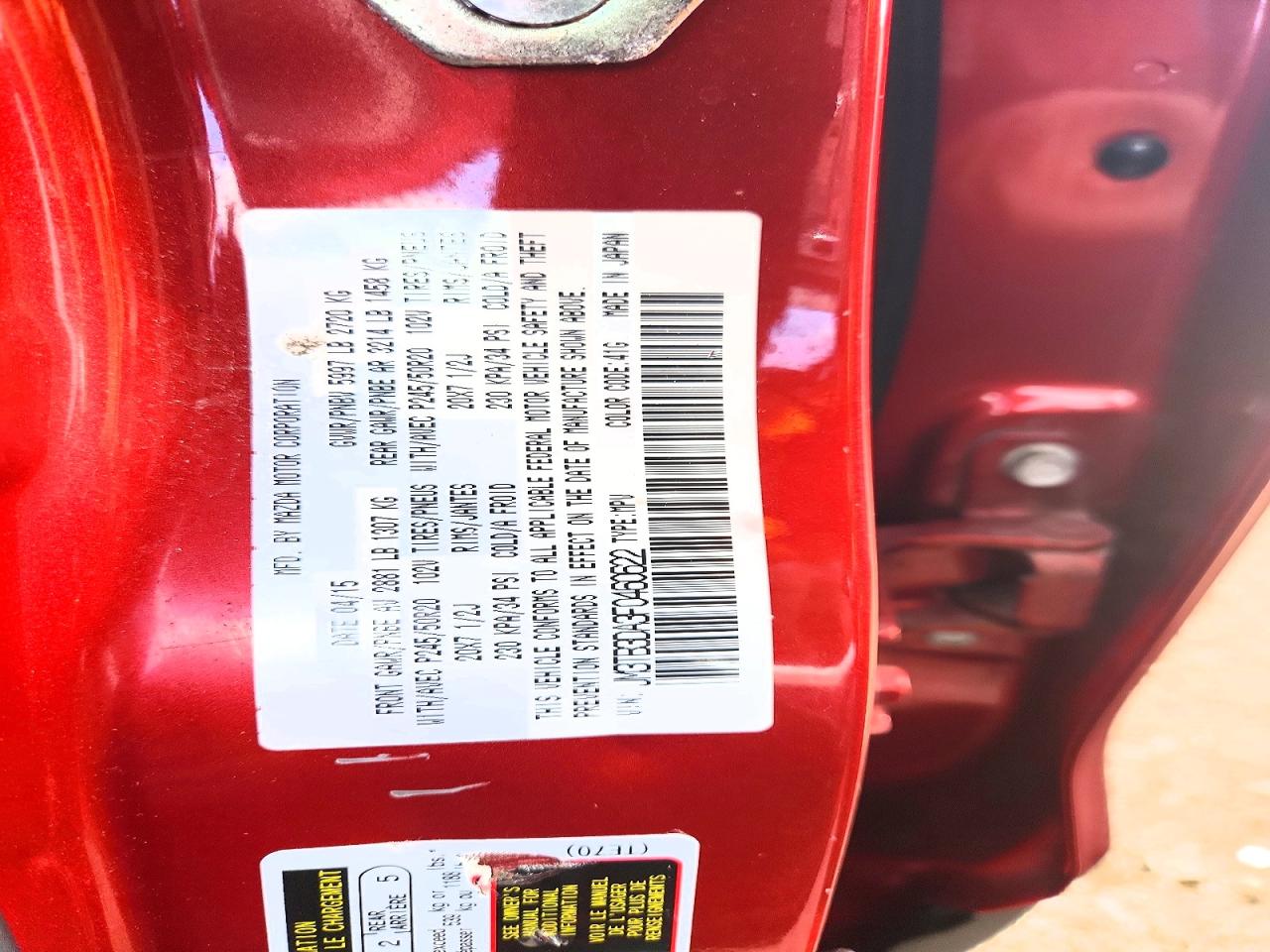 JM3TB3DA3F0460622 · 2015 MAZDA CX-9 · 12/12