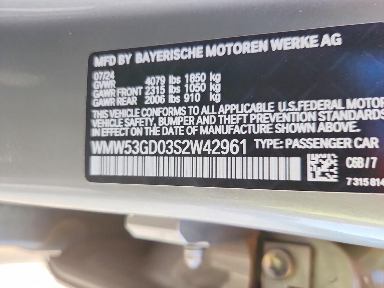 WMW53GD03S2W42961 · 2025 MINI COOPER · 12/12