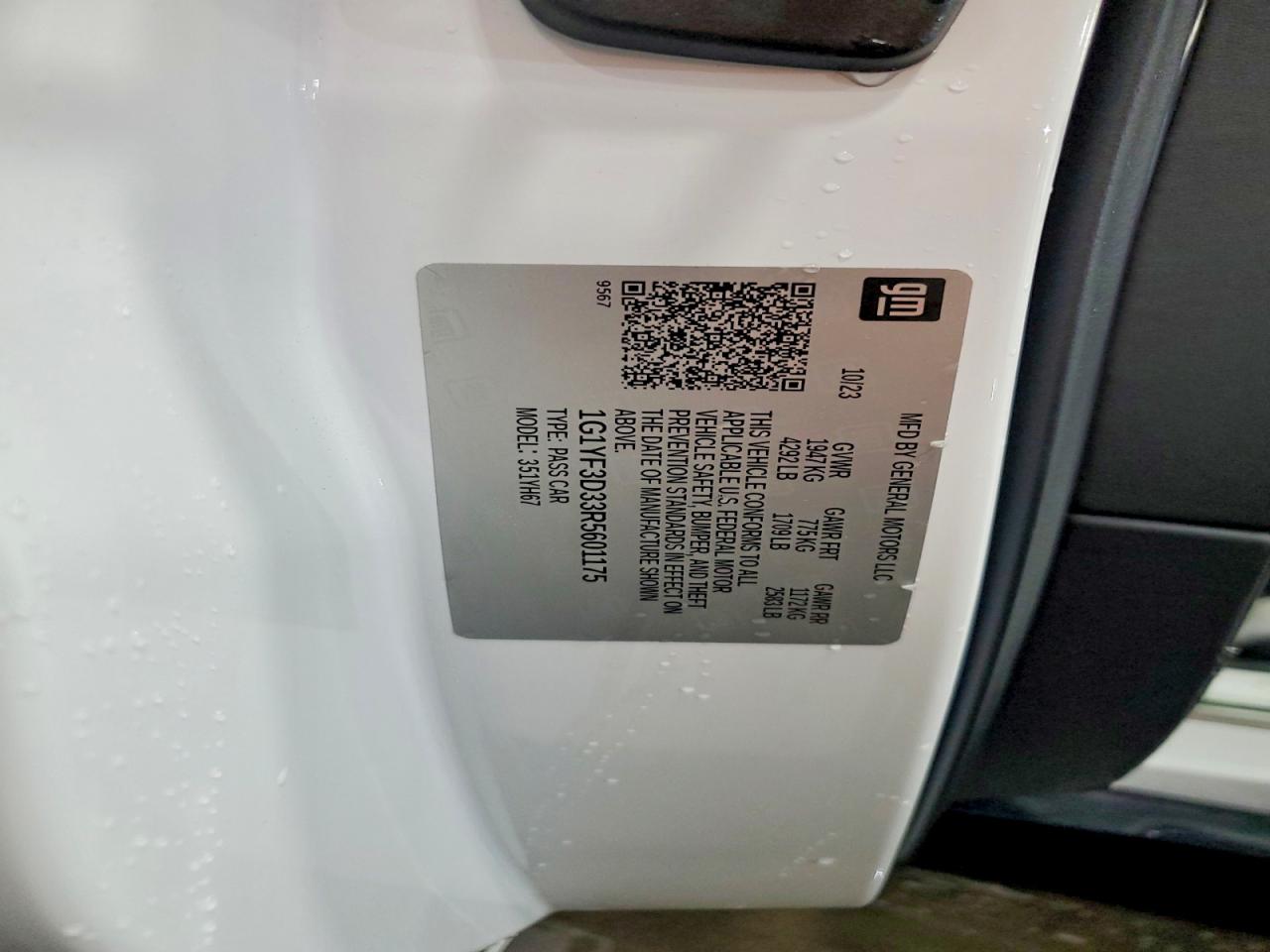 1G1YF3D33R5601175 · 2024 CHEVROLET CORVETTE · 12/12