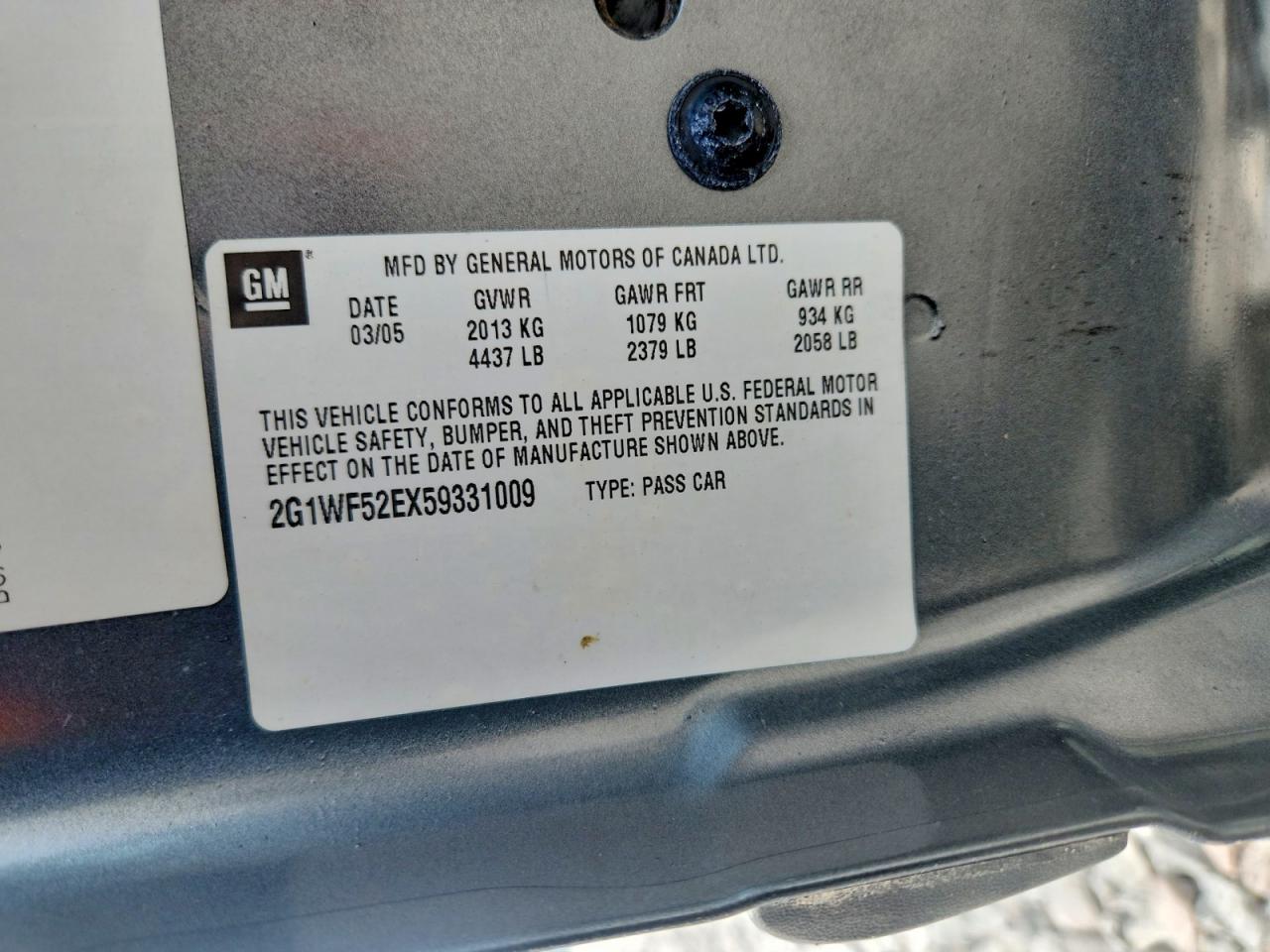 2G1WF52EX59331009 · 2005 CHEVROLET IMPALA · 12/12